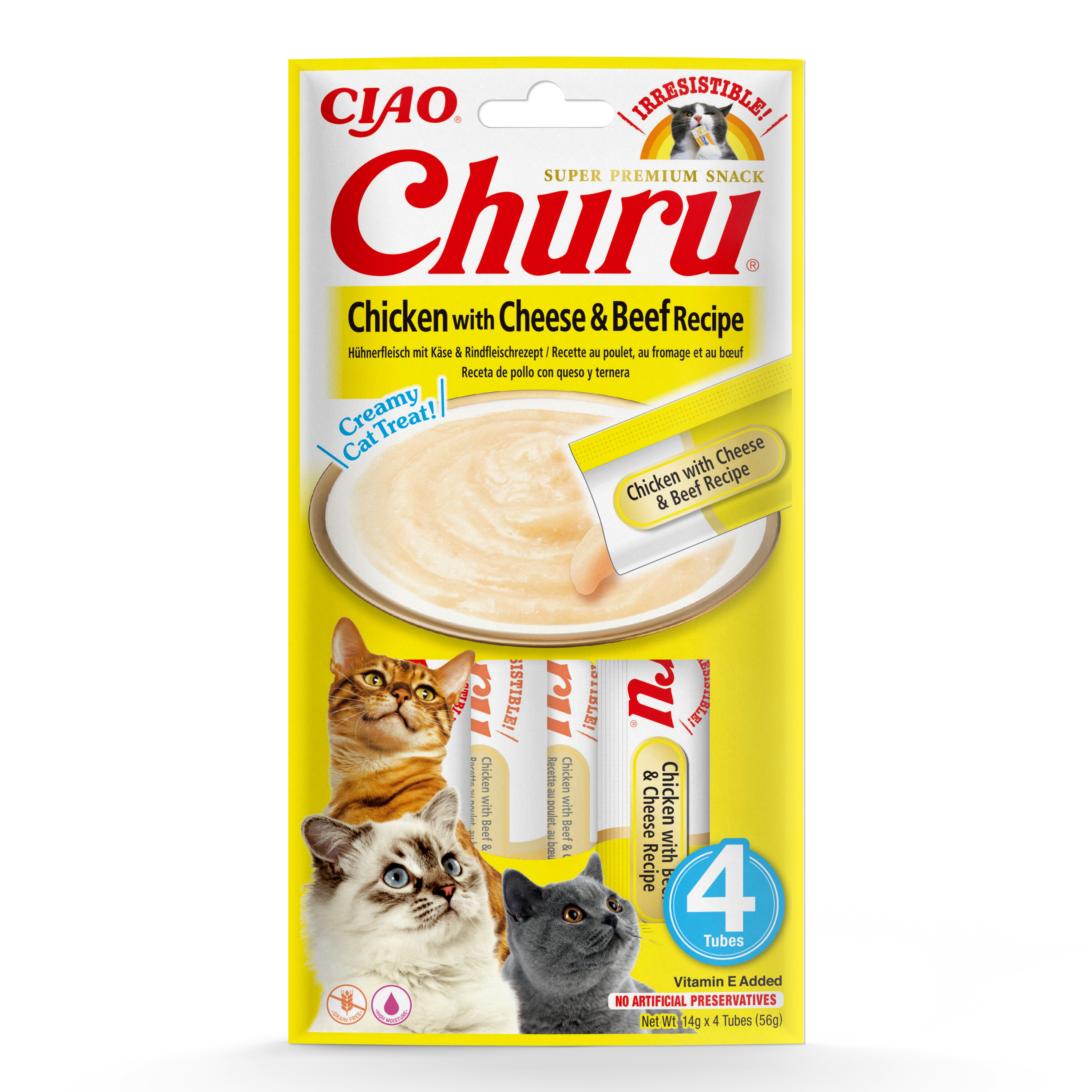 Inaba Cat Ciao Churu Csirke, sajttal, marhával püré
