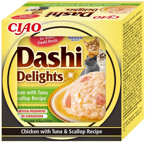Inaba Cat Dashi Delights wet catfood - chicken, tuna and scallop recipe