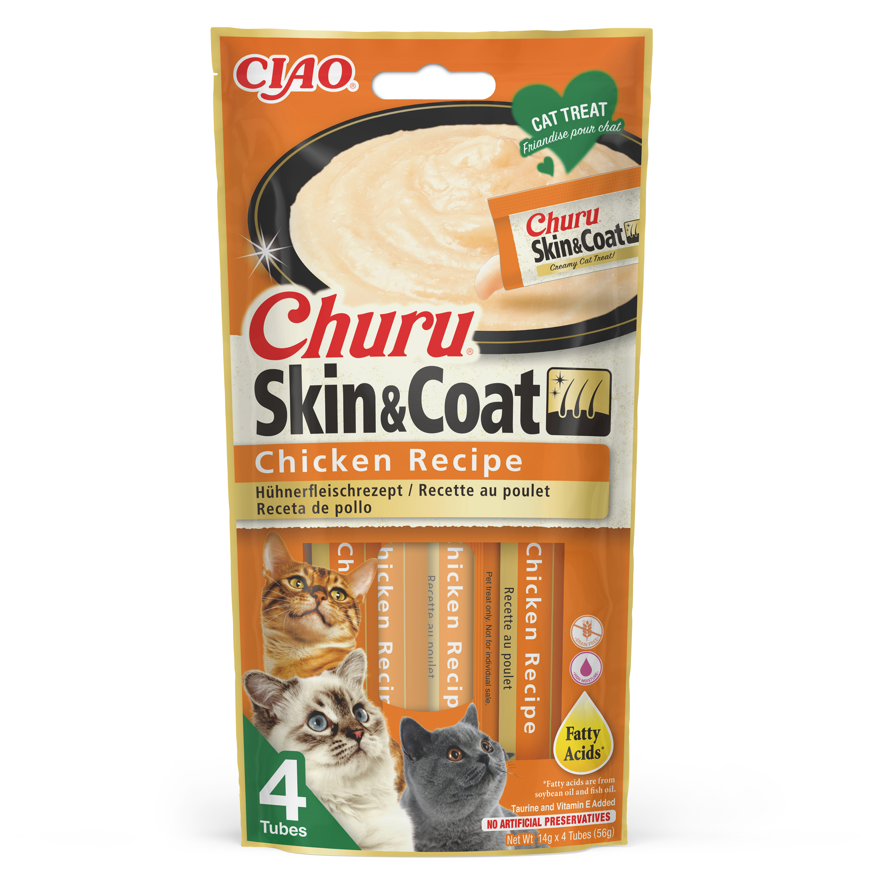 Inaba Cat Ciao Churu Skin and Coat creamy cat snack - chicken